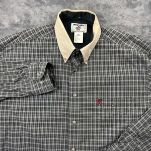 Wrangler PBR Shirt Mens Large Plaid Western Button Down Long Sleeve Rodeo